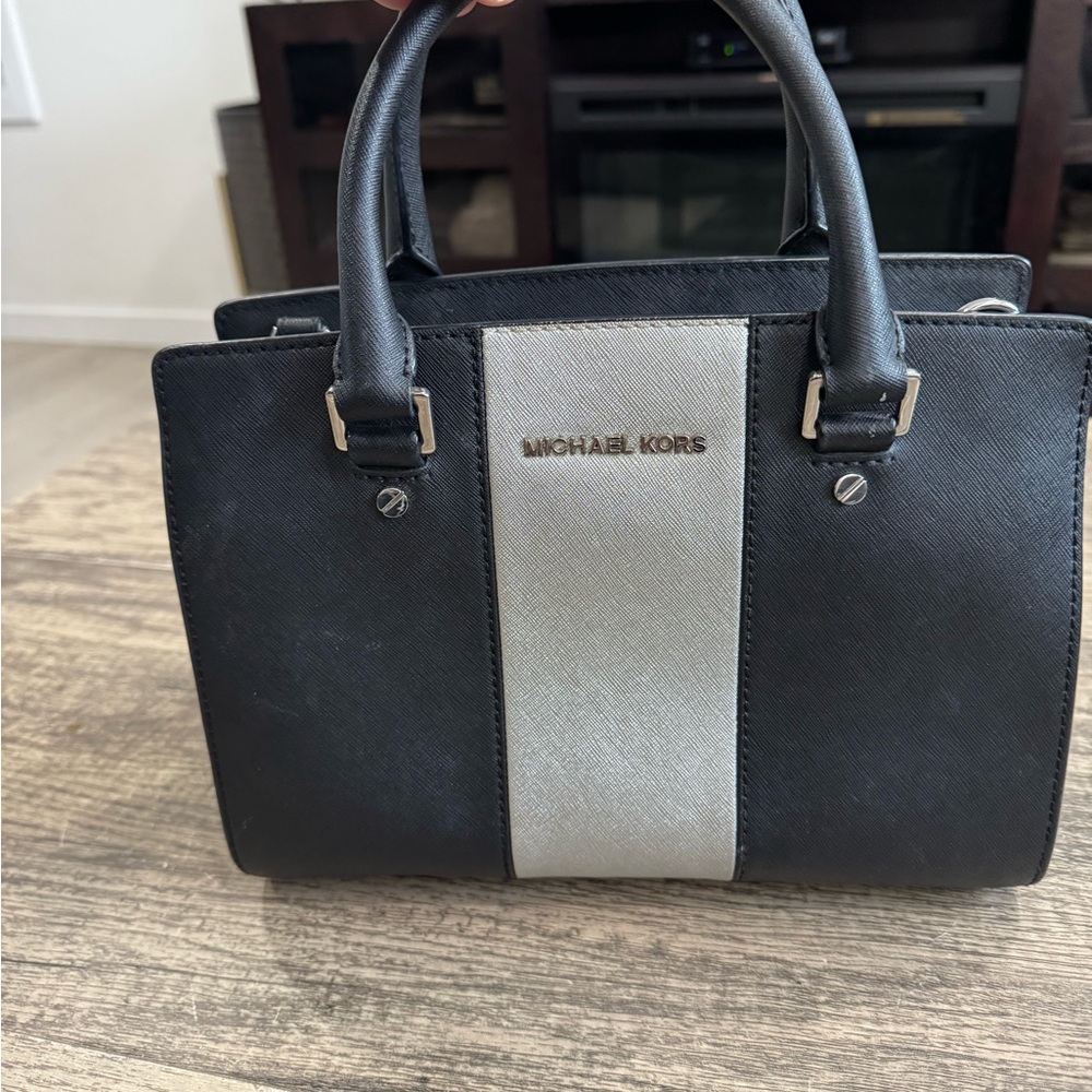Michael Kors Selma Saffiano leather color block medium satchel bag